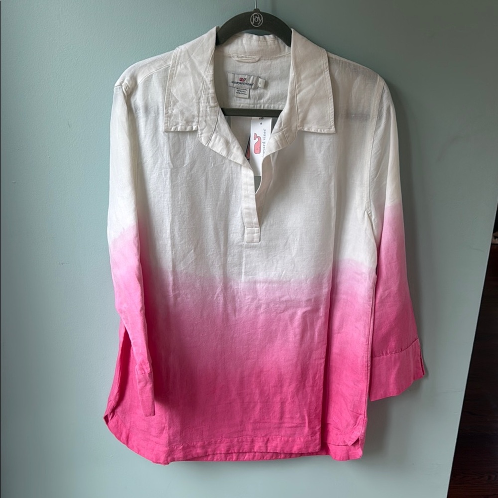 Vineyard Vines Relaxed Pink and White Polo Tunic